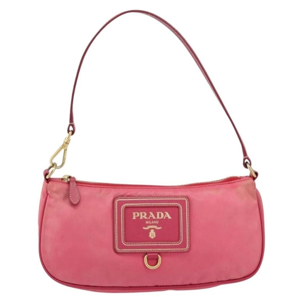 PRADA Shoulder Bag Nylon Leather Pink Gold Auth 155082 - Picture 2 of 16